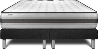 VITALIT Vitalit - Base Tapizada Negro + Colch&oacute;n Con Muelles Y Viscoel&aacute;stica 2x80x200