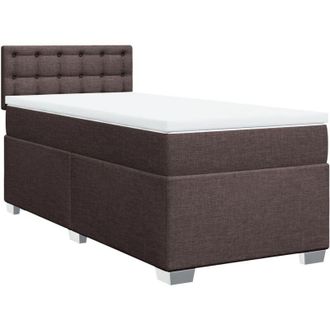 vidaXL Vidaxl - Cama Box Spring Con Colch&oacute;n Tela Marr&oacute;n Oscuro 80x200 Cm