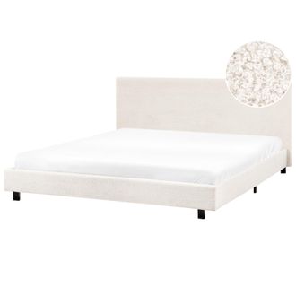 Beliani Cama De Agua Moderna De Boucl&eacute; 180 X 200 Cm Con Colch&oacute;n Blanco Crema Albi