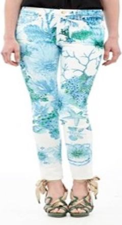 Roberto Cavalli Floral Print Slim Fit Trousers, Brand Size 44 ( US Size 10 )