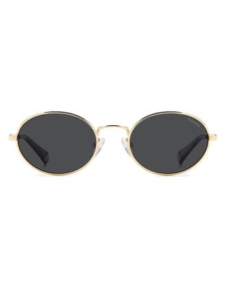 Polaroid Sunglasses Occhiali da sole ovali anni 90 color oro con lenti polarizzate grigie