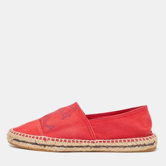 Carolina Herrera CH Carolina Herrera Red Canvas Espadrille Flats Size 40