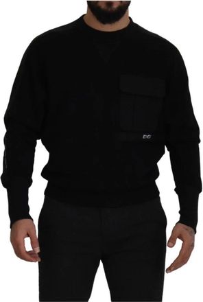 Dolce & Gabbana Trui met ronde hals - Heren - Ronde hals truien - Zwart - XS - Katoen - Truien & Vesten