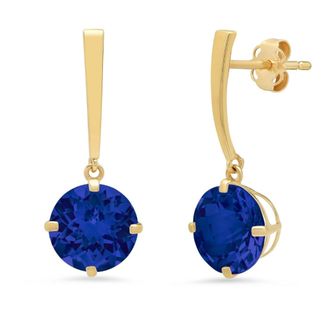 MAX + STONE 14k Yellow Gold Solitaire Round-Cut Gemstone Drop Earrings (8mm)