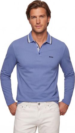 HUGO BOSS Lange mouw Plisy polo BOSS Green blauw 3-knoops
