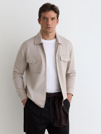 Reiss Stone Interlock Jersey Zip-through Jacket, Xxl