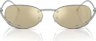 Diesel 53mm Oval Sunglasses in Brushed Silver/yellow Mirror at Nordstrom