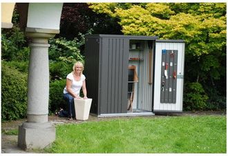 BIOHORT Armario Metalico Alto Jardin Color Gris Oscuro Metalizada 190 Large