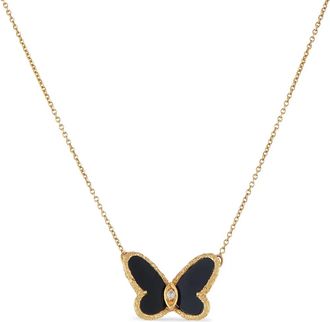 Van Cleef & Arpels Papillon diamond and onyx necklace - Goud
