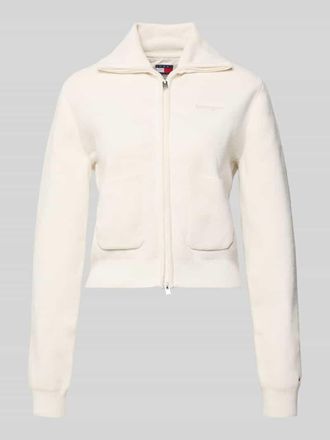 Tommy Jeans Slim Fit Strickjacke mit aufgesetzten Taschen in Offwhite Melange, Größe XL