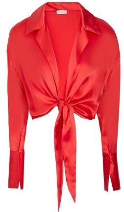 8 by YOOX SILK SATIN FRONT KNOT BLOUSE