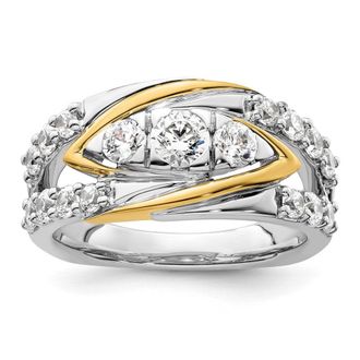 Diamond2Deal 14k Two-tone Lab Grown Diamond Wedding Band Ring 1.15Ct Clarity- VS Color- G-H