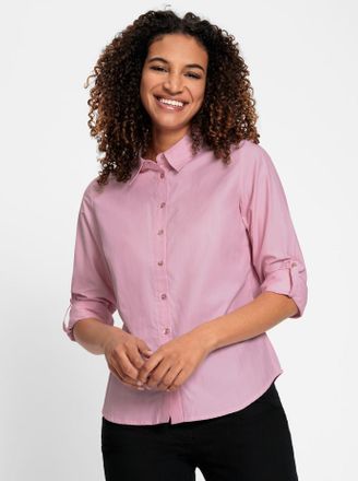 Casual Looks Hemdbluse CASUAL LOOKS, Damen, Gr. 40, rosa (ros&eacute;), 50% Baumwolle, 50% Polyester, unifarben, Blusen Hemdbluse