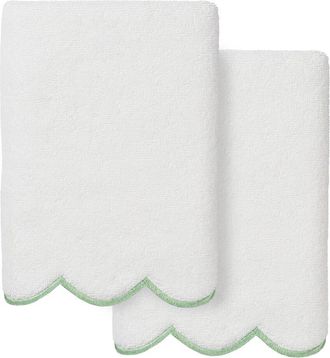 Linum Home Textiles 100% Turkish Cotton Adornia Scallop 2Pc Hand Towel Set