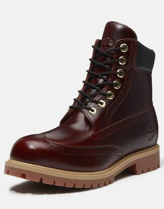 Timberland stivale impermeabile stringato da 6 pollici in burgundy full grain-Rosso