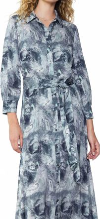 Current Air Long Sleeve Abstract Print Maxi Dress In Grey Multi