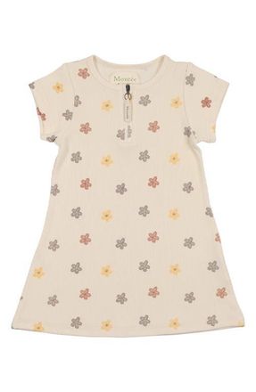 Maniere Floral Ribbed Dress in Beige at Nordstrom, Size 3T