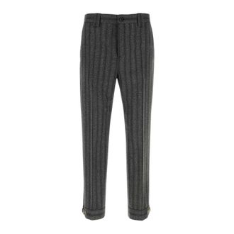 Versace Pantaloni in Lana Ricamati - - Trousers - Uomo - Grigio - L