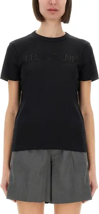 Helmut Lang Fitted Black T-Shirt With Embossed Logo And Timeless Silhouette