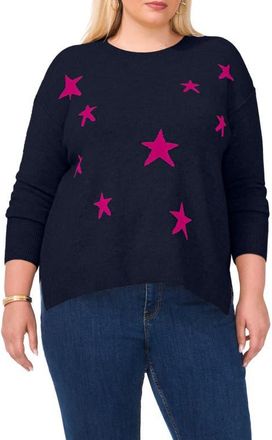 Vince Camuto Star Crewneck Sweater in Classic Navy at Nordstrom, Size 1X