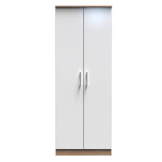 Welcome Furniture Milan Ready Assembled Wardrobe with 2 Doors - White Matt / Oak - Welcome Furniture | TJ Hughes