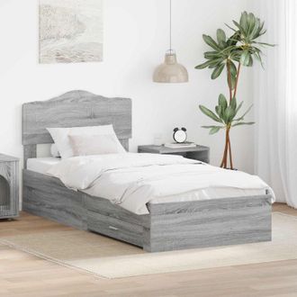 vidaXL Estructura De Cama Gris Sonoma 75 X 190 Cm Madera Contrachapada