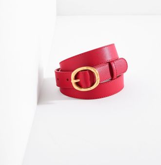 Talbots Bamboo Buckle Leather Belt - Red - Medium Talbots
