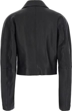 R&oacute;he Lamb Leather Cropped Jacket - Black