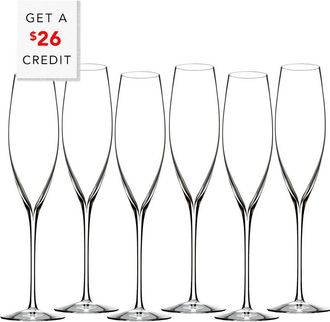 Waterford Set Of 6 Elegance Classic Champagne Toasting Flute Glasses