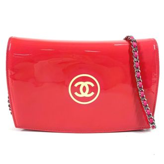 Chanel Pink Patent Leather Chain/Shoulder Wallet (Pre-Owned)