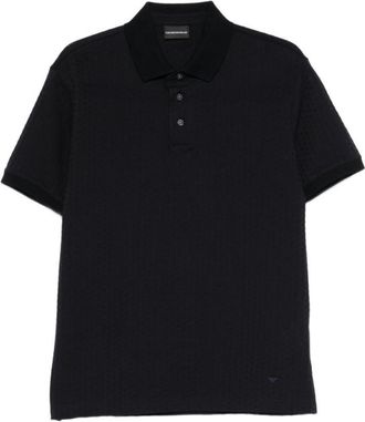 Emporio Armani Blue Logo Textured Polo