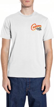 Replay T-Shirt REPLAY, Herren, Gr. XXL, natural wei&szlig;, Jersey, Obermaterial: 100% Baumwolle, bedruckt, regular fit h&uuml;ftbedeckend, Rundhals, abgesteppte Kante,