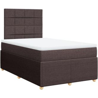 vidaXL Vidaxl - Cama Box Spring Con Colch&oacute;n Tela Marr&oacute;n Oscuro 120x200 Cm