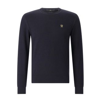 Belstaff Round-neck Knitwear, male, Blue, Size: 2XL Round-neck Knitwear