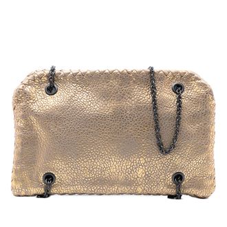 Bottega Veneta Tweedekans Intrecciato Afgebiesde Metallic Leder Duo Schoudertas