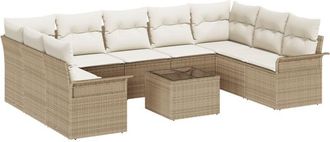 vidaXL Garden Sofa Set with Cushion 10 pcs Beige Poly Rattan vidaXL