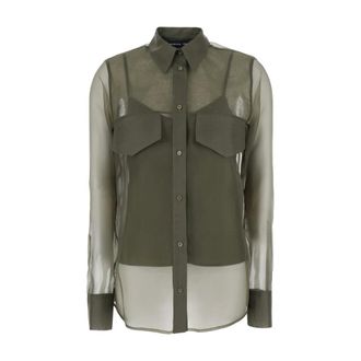 Federica Tosi Shirts, female, Green, Size: M Silk Shirt