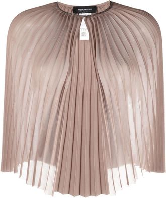 Fabiana Filippi stud-detail pleated cape - women - Eco Brass/Polyester - 42 - Neutrals