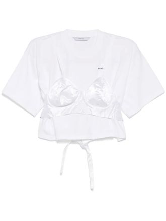 pushBUTTON bra point cropped top - White