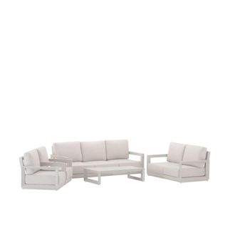 Kerama Conjunto de jard&iacute;n 7 plazas de aluminio beige