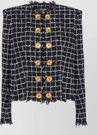 Balmain tweed jacket long sleeves frayed edges