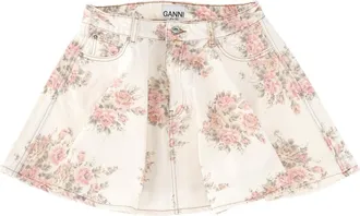 Ganni Organic Cotton Denim Miniskirt - White