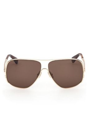Max Mara 60mm Pilot Sunglasses in Gold /Blonde Havana /Brown at Nordstrom