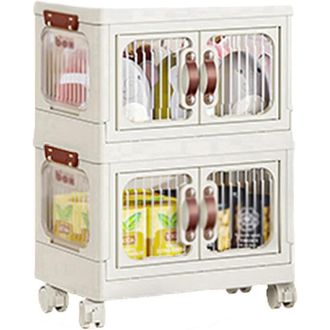 Trade Shop Trade Shop - Contenitore Portaoggetti In Plastica Con Coperchio Pieghevole A Doppia Porta Armadio