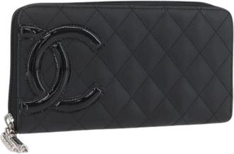 Chanel Pre-owned Vintage Lange Portemonnee - Dames - Vintage Accessoires - Zwart - ONE Size - Leer - Vintage