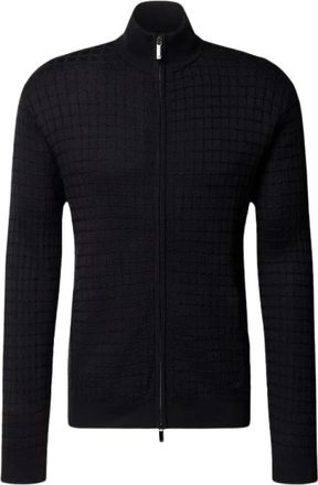 Emporio Armani Truien & Vesten, Heren, Blauw, L, Wol, High Collar Cardigan met Rits