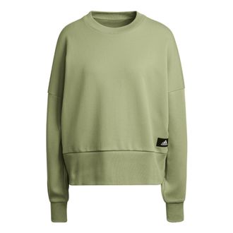 adidas (WMNS) adidas W Fi 3s Crew Stripe Sports Round Neck Pullover Long Sleeves Hoodie Green HC1639