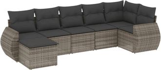 vidaXL Vidaxl - Set De Sof&aacute;s De Jard&iacute;n 7 Piezas Con Cojines Rat&aacute;n Pe Gris