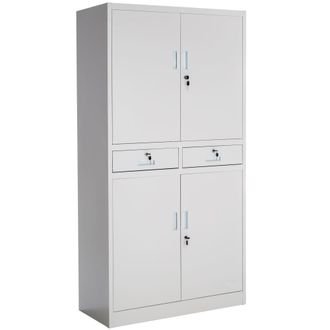 TecTake Armario archivador, acero, cajones, cerraduras, gris claro 180x80x40cm