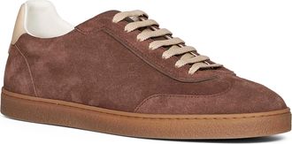 Brunello Cucinelli Mens Sneakers Mud Suede Brown Calf Leather Trainers